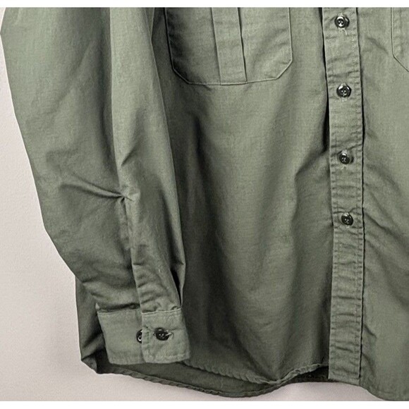 Propper® Men Green Tactical Shirt Large Long Sleeve Milt Work Uniform Button Up - Picture 4 of 9